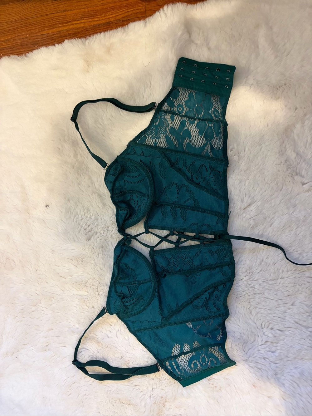 Urban Outfitters Teal Lace Longline corset top